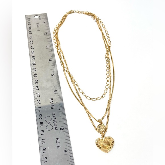 New Free People Layered Gold Heart Necklace - Picture 4 of 4
